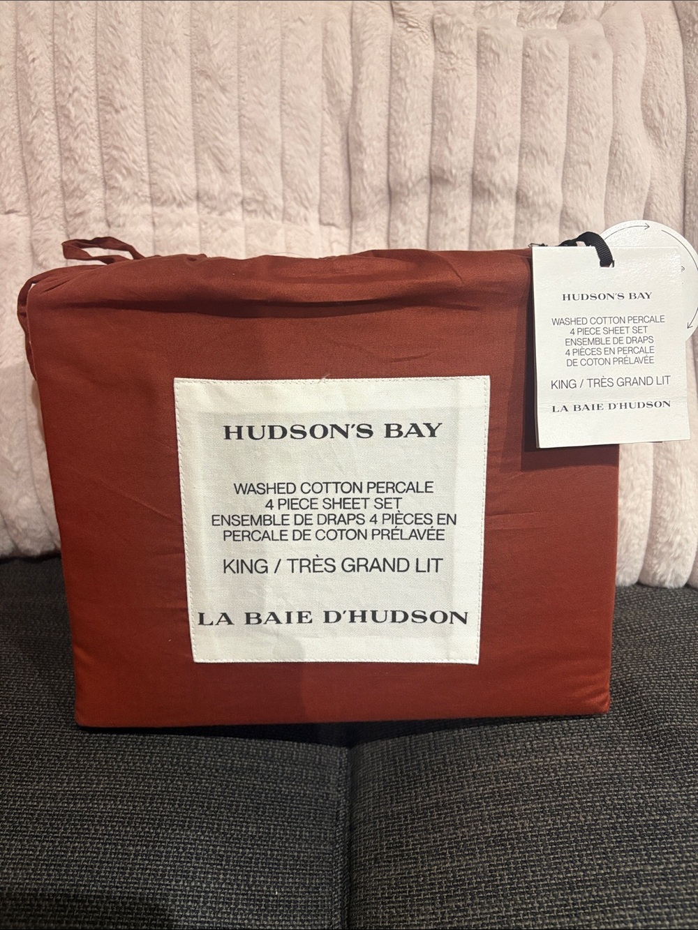 Hudson's Bay Washed Cotton Percale King Sheet Set - Rust